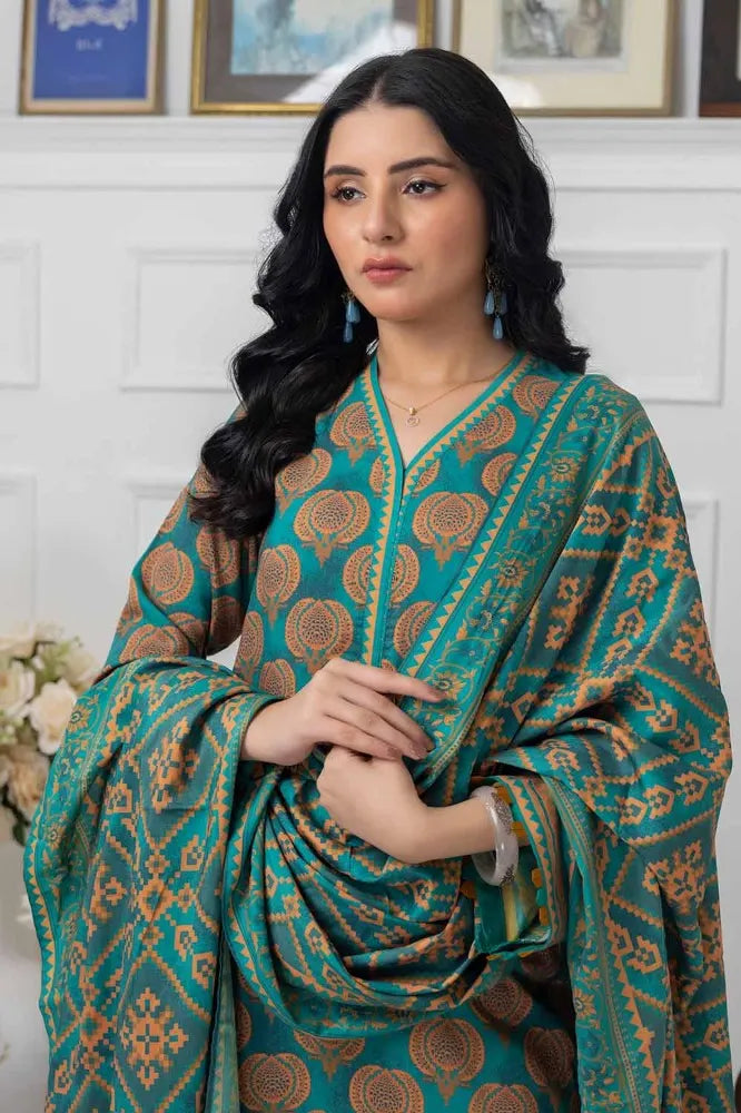 GUL AHMED | 3PC UNSTITCHED PRINTED LINEN SUIT