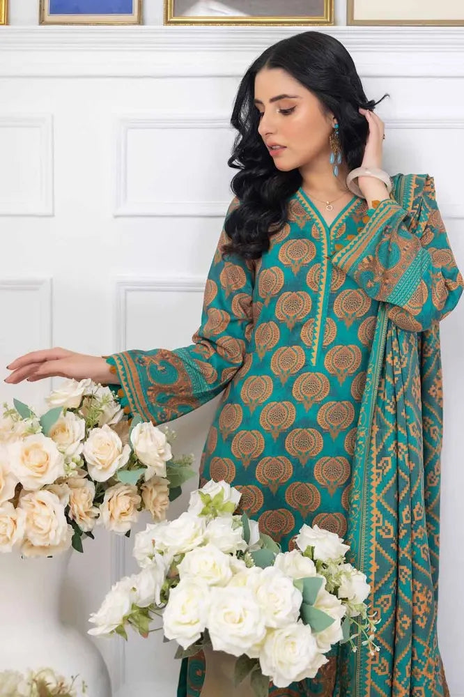 GUL AHMED | 3PC UNSTITCHED PRINTED LINEN SUIT