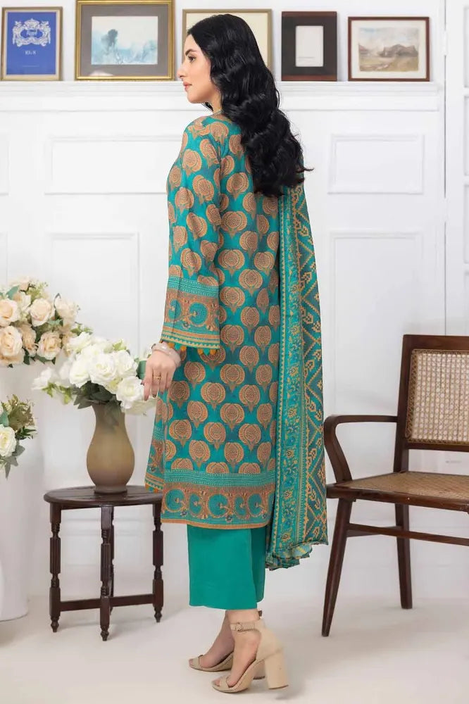 GUL AHMED | 3PC UNSTITCHED PRINTED LINEN SUIT