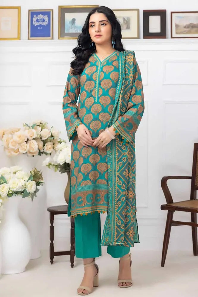 GUL AHMED | 3PC UNSTITCHED PRINTED LINEN SUIT