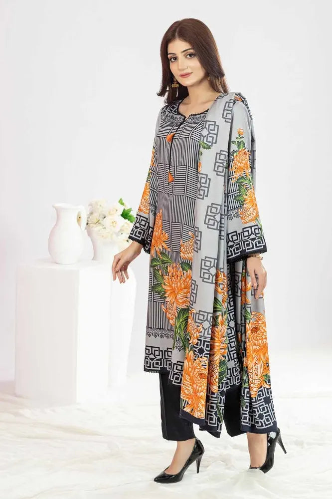 GUL AHMED | 3PC UNSTITCHED PRINTED COTAIL SUIT