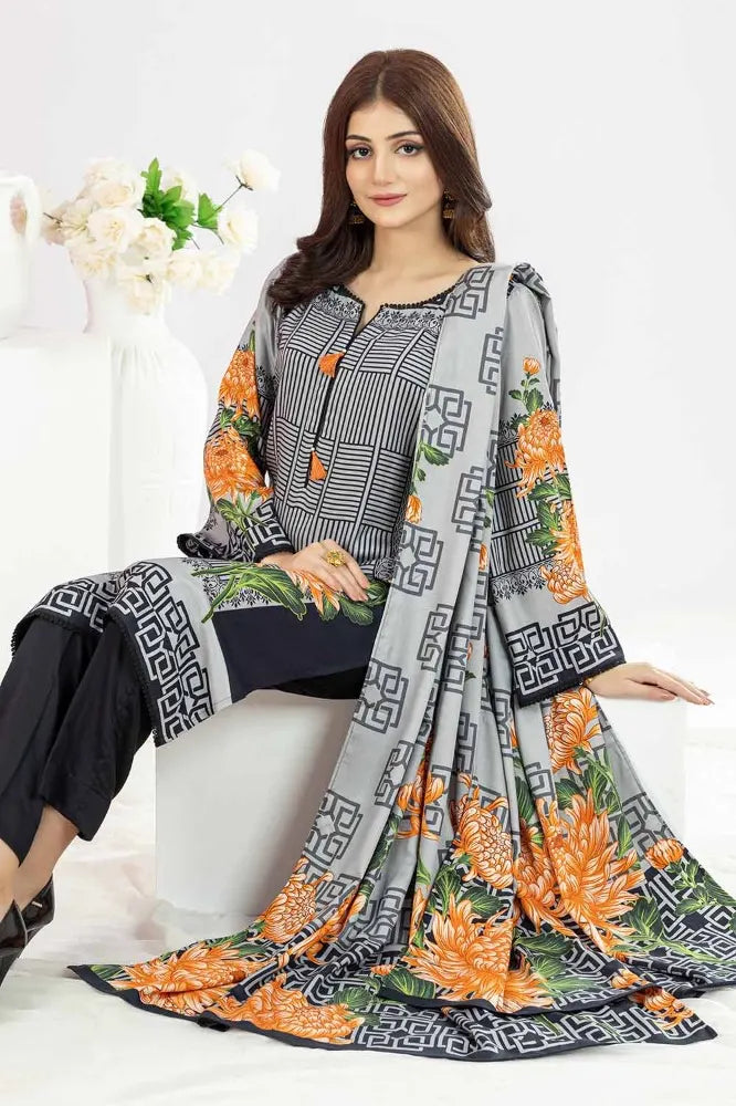 GUL AHMED | 3PC UNSTITCHED PRINTED COTAIL SUIT