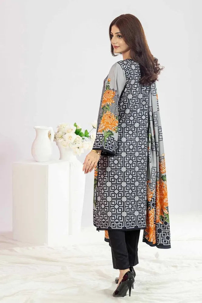 GUL AHMED | 3PC UNSTITCHED PRINTED COTAIL SUIT