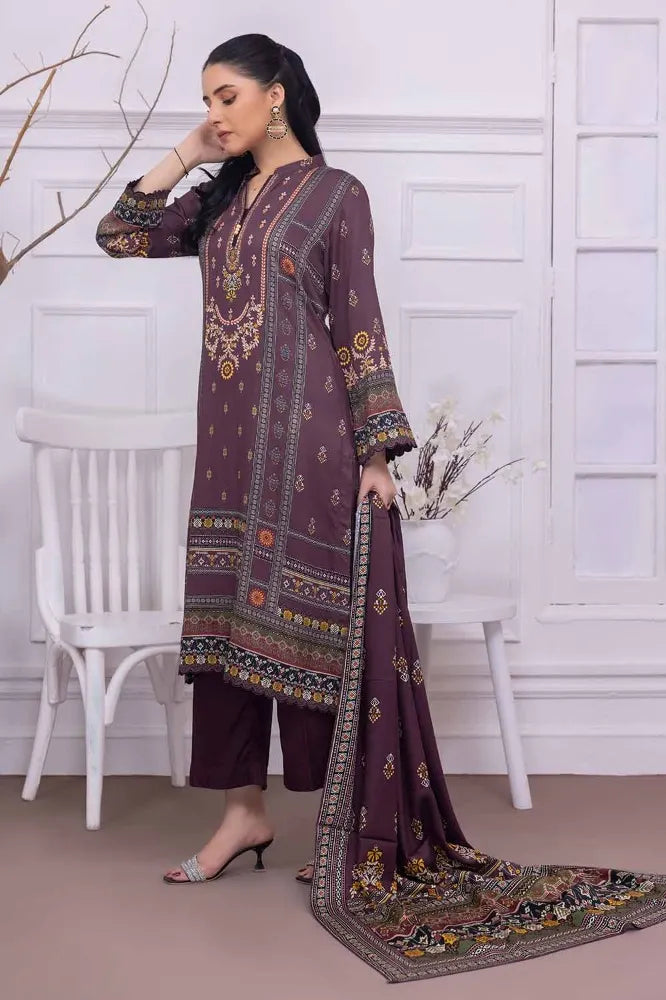 GUL AHMED | 3PC UNSTITCHED PRINTED COTAIL SUIT