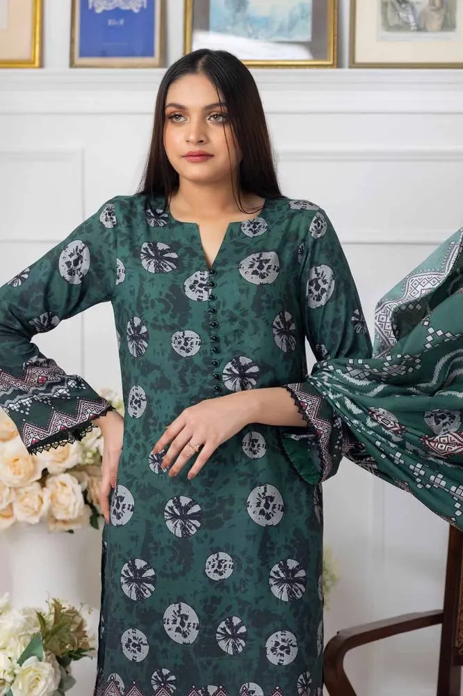 GUL AHMED | 3PC UNSTITCHED PRINTED LINEN SUIT
