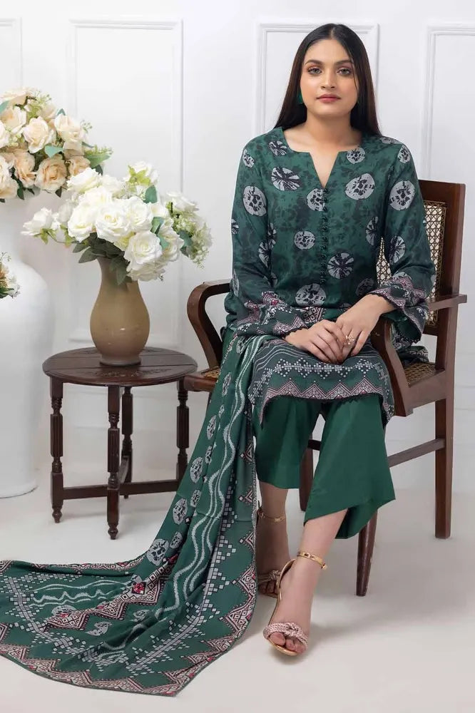 GUL AHMED | 3PC UNSTITCHED PRINTED LINEN SUIT