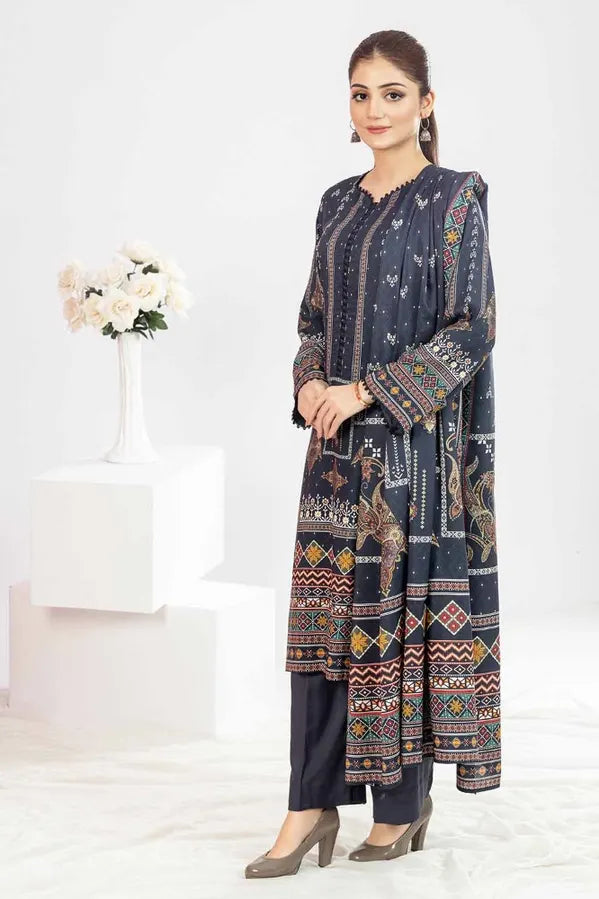 GUL AHMED | 3PC UNSTITCHED PRINTED LINEN SUIT
