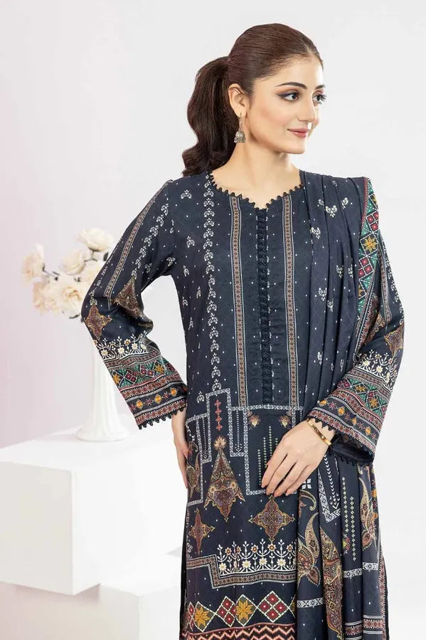 GUL AHMED | 3PC UNSTITCHED PRINTED LINEN SUIT