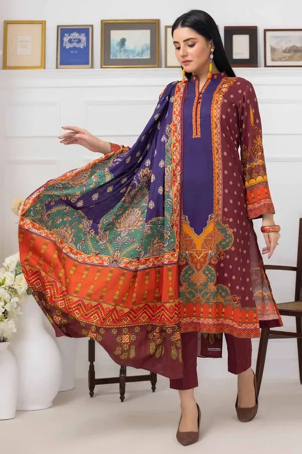 GUL AHMED | 3PC UNSTITCHED PRINTED LINEN SUIT