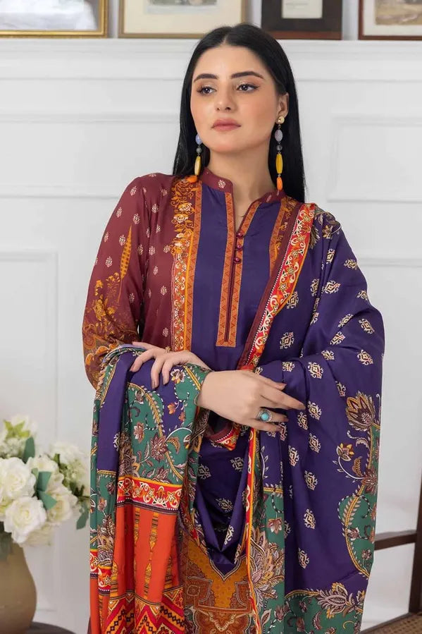 GUL AHMED | 3PC UNSTITCHED PRINTED LINEN SUIT