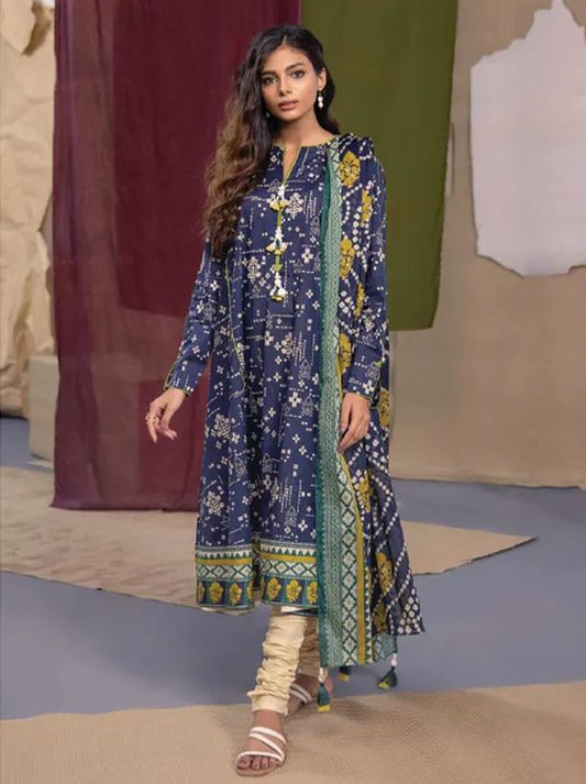 Sapphire | Unstitched 3Pc Printed Khaddar Suit | U3P-WS23R7-25