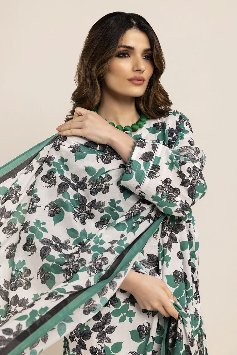 Khaadi | 3 Piece Unstitched Cambric Suit | ACA231005-White