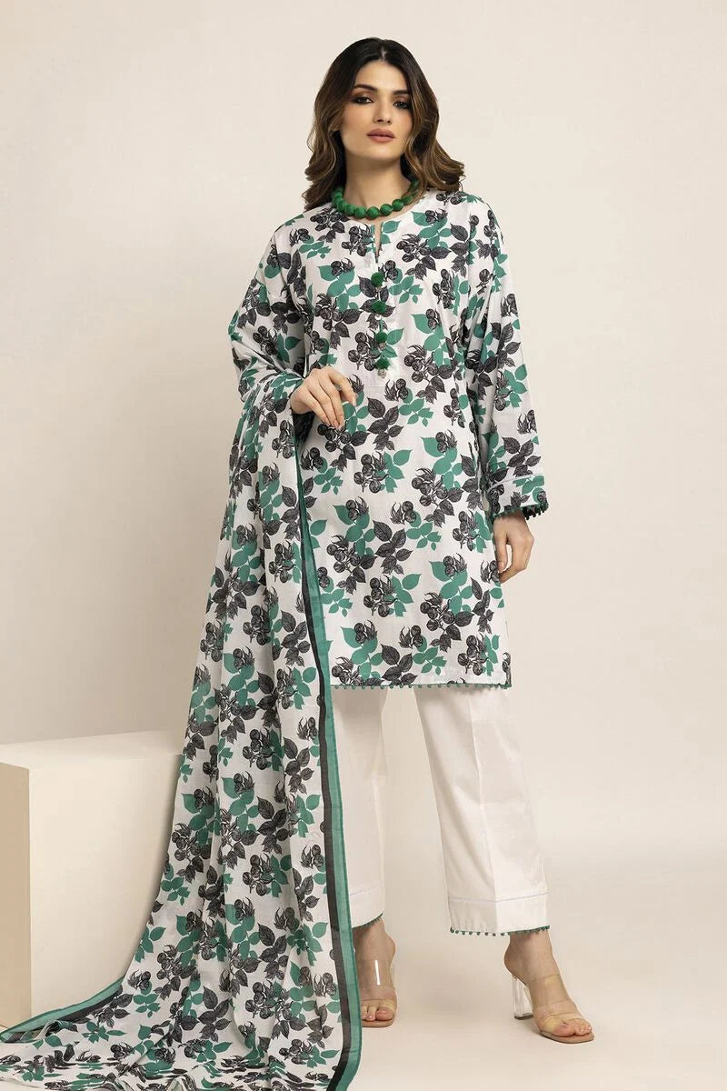 Khaadi | 3 Piece Unstitched Cambric Suit | ACA231005-White