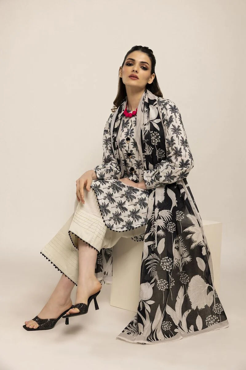 Khaadi | 3 Piece Unstitched Cambric Suit | ACA231008-BEIGE