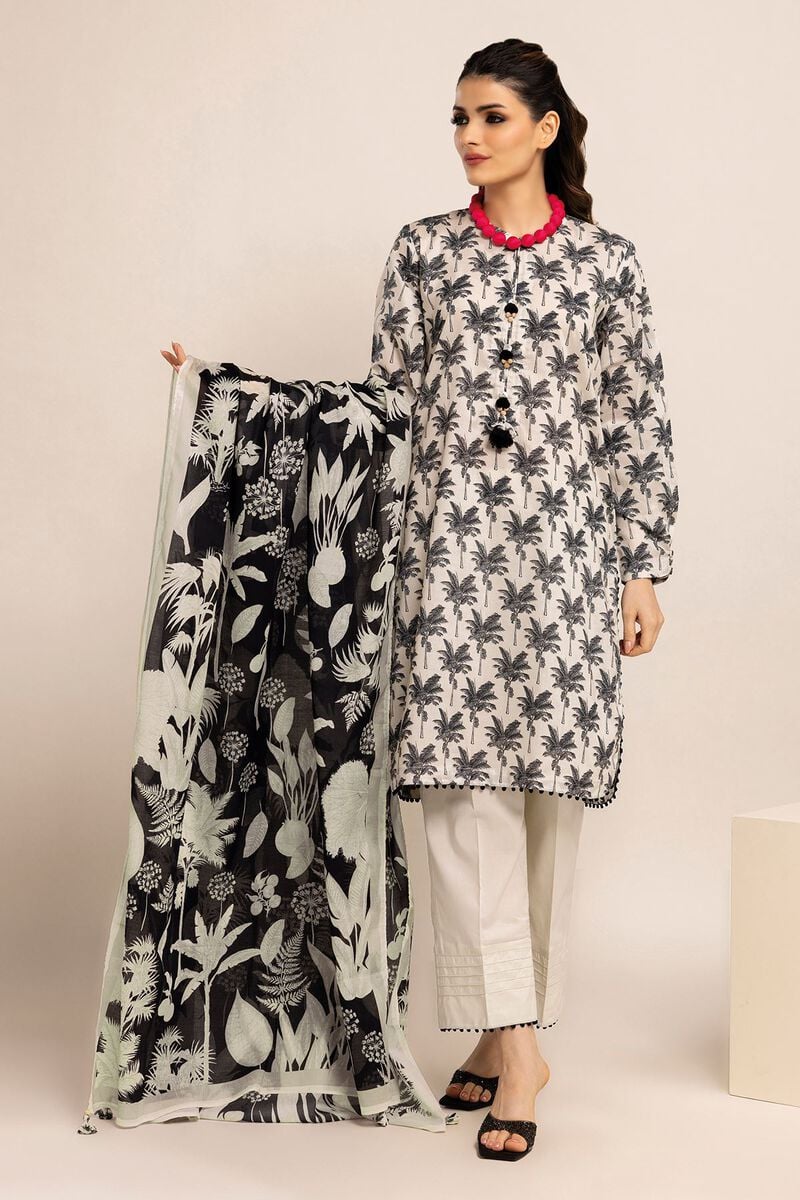 Khaadi | 3 Piece Unstitched Cambric Suit | ACA231008-BEIGE