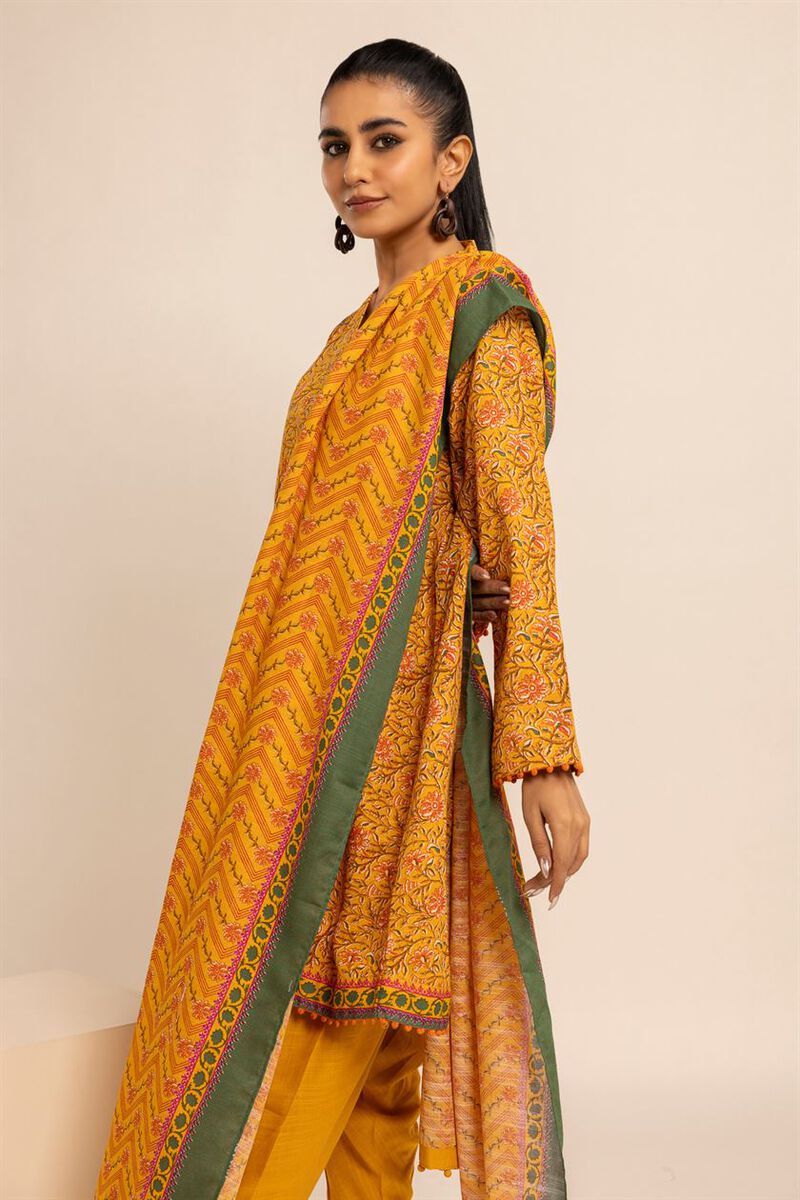 KHAADI | UNSTITCHED 3 PIECE PRINTED LIGHT KHADDAR SUIT