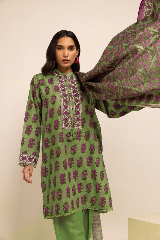 KHAADI | UNSTITCHED 3 PIECE PRINTED LIGHT KHADDAR SUIT