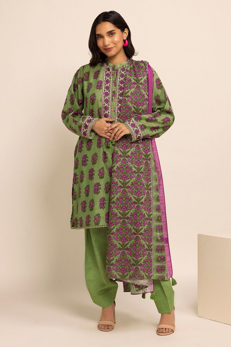 KHAADI | UNSTITCHED 3 PIECE PRINTED LIGHT KHADDAR SUIT