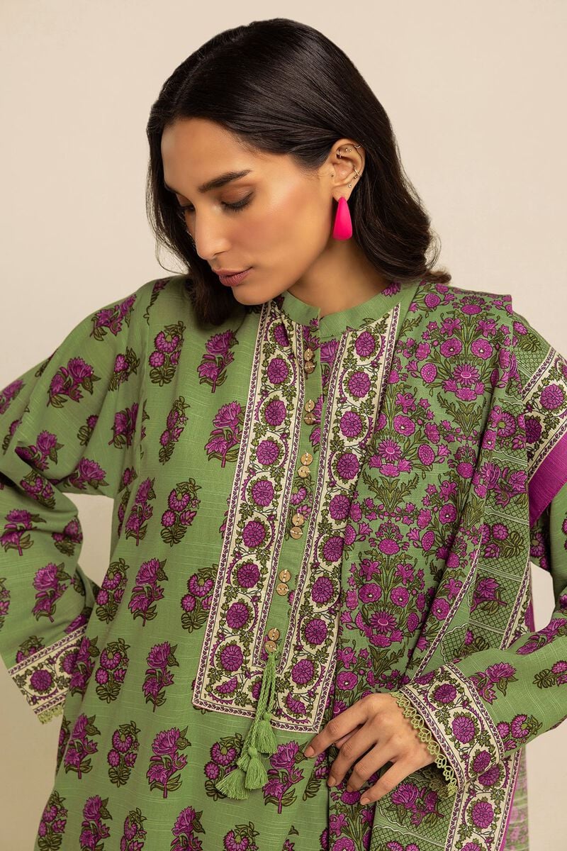 KHAADI | UNSTITCHED 3 PIECE PRINTED LIGHT KHADDAR SUIT