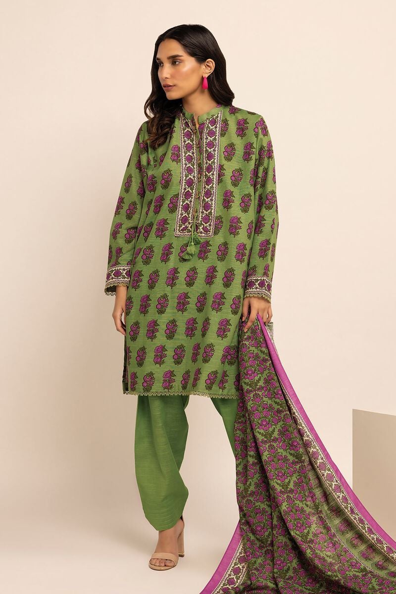 KHAADI | UNSTITCHED 3 PIECE PRINTED LIGHT KHADDAR SUIT