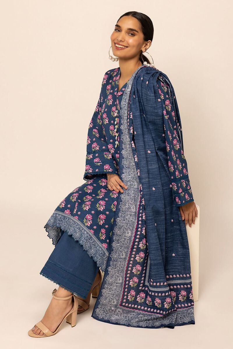 KHAADI | UNSTITCHED 3 PIECE PRINTED LIGHT KHADDAR SUIT