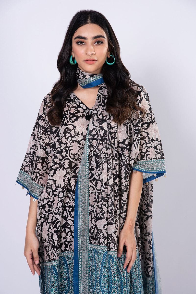 Khaadi | 3 Piece Unstitched Lawn-Top, Bottom & Dupatta | ALA230539-Black