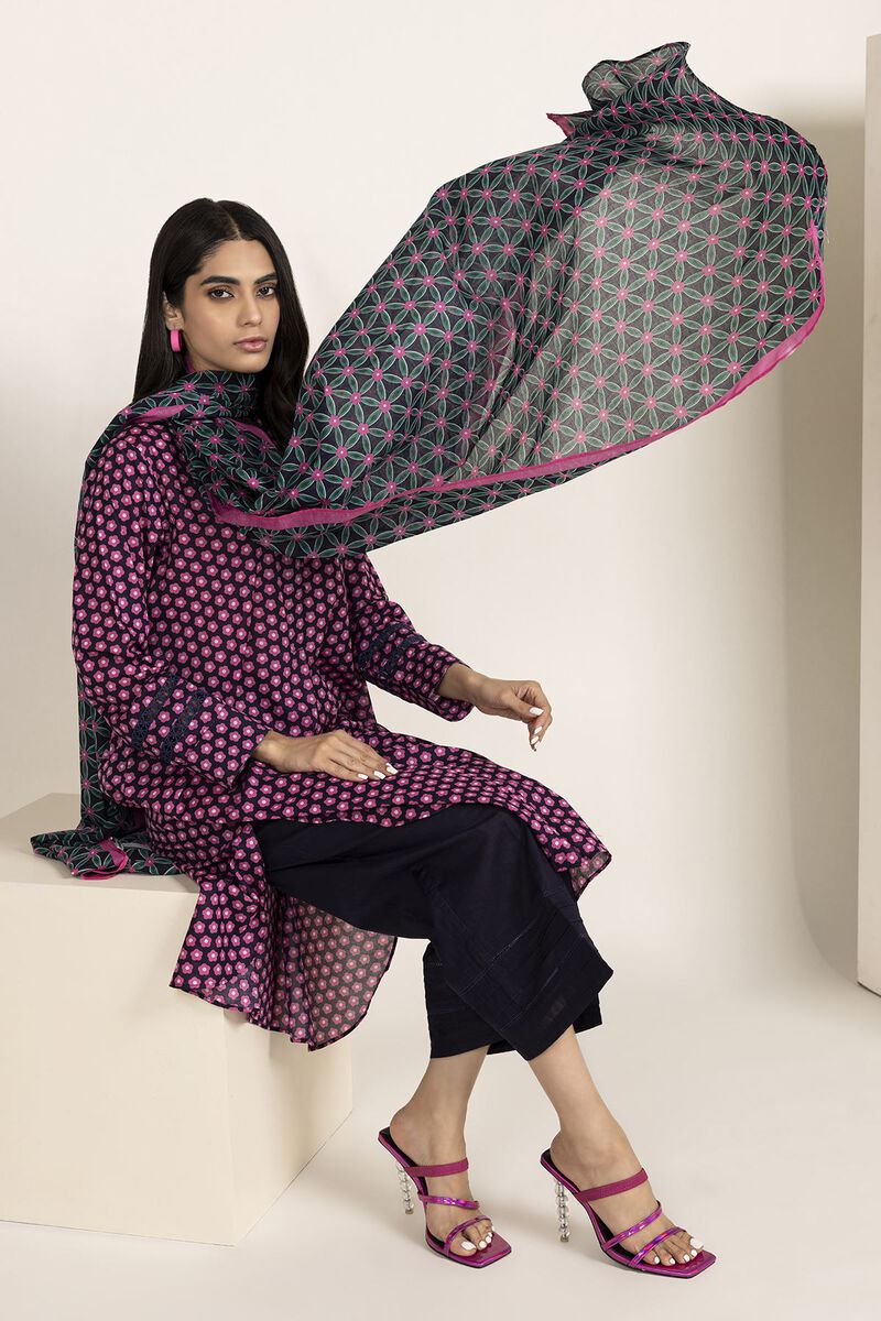 Khaadi | 3 Piece Unstitched Lawn Suit | ALA230825-Black