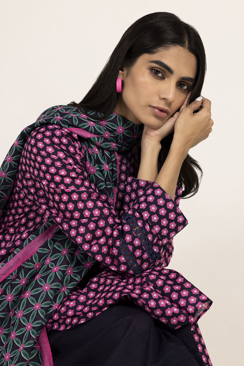 Khaadi | 3 Piece Unstitched Lawn Suit | ALA230825-Black