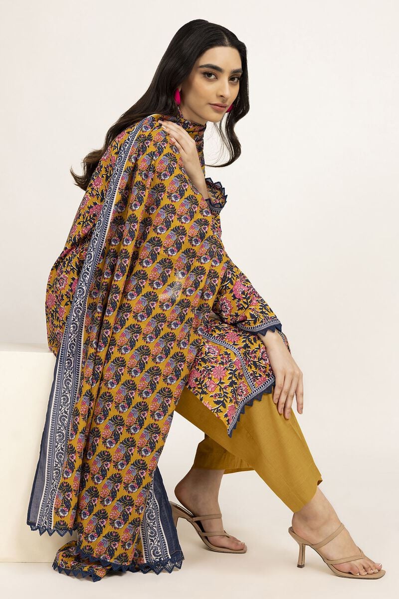 Khaadi | 3 Piece Unstitched Lawn Suit | ALA230904-Yellow