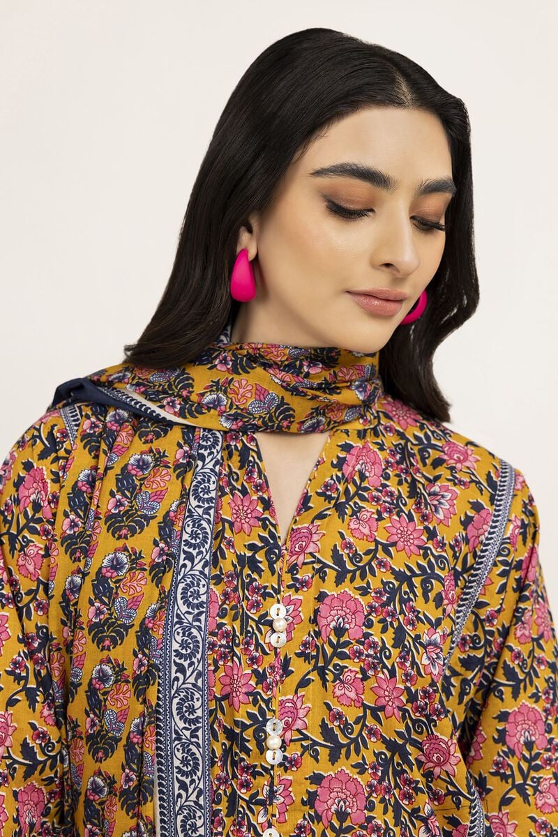 Khaadi | 3 Piece Unstitched Lawn Suit | ALA230904-Yellow