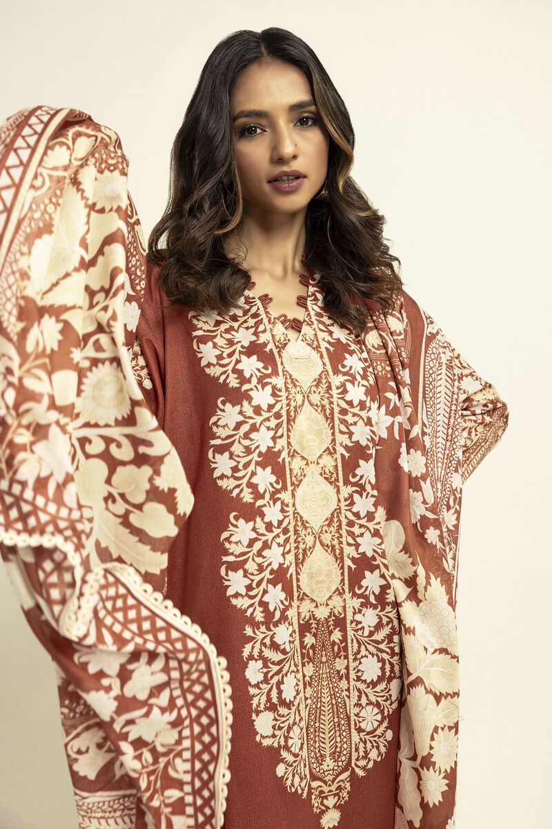 Khaadi | 3 Piece Unstitched Lawn Suit | ALA230915-RED