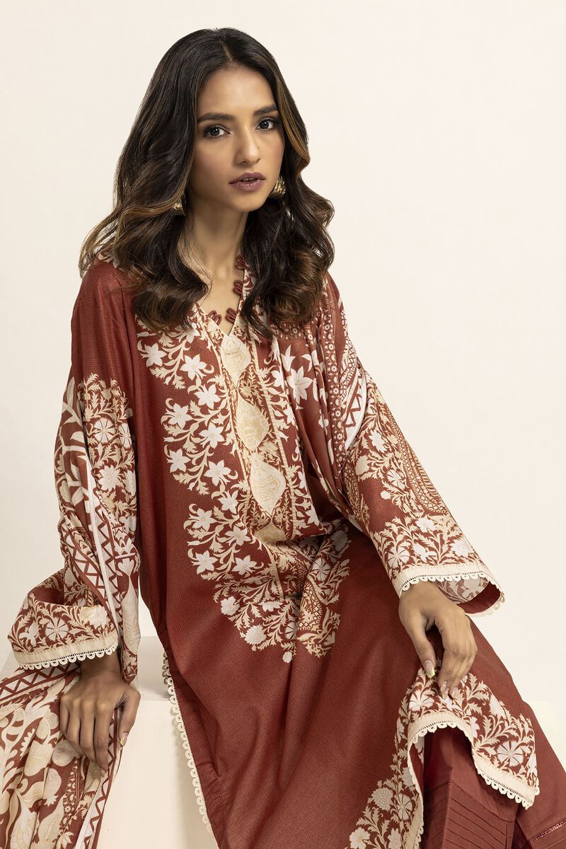 Khaadi | 3 Piece Unstitched Lawn Suit | ALA230915-RED