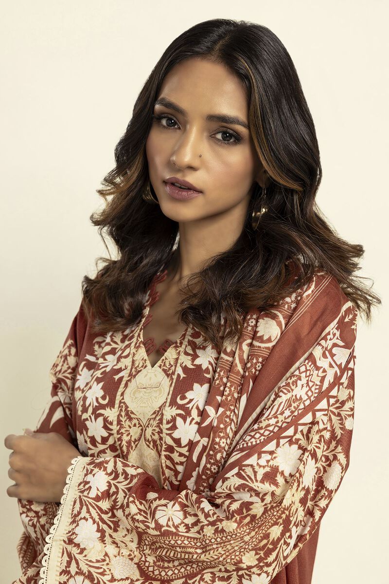 Khaadi | 3 Piece Unstitched Lawn Suit | ALA230915-RED