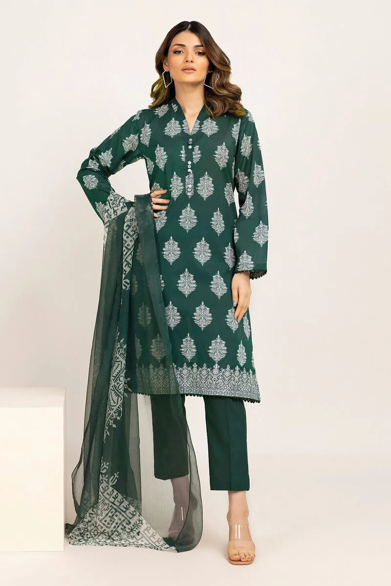 Khaadi | 3 Piece Unstitched Lawn Suit | ALA230925-GREEN