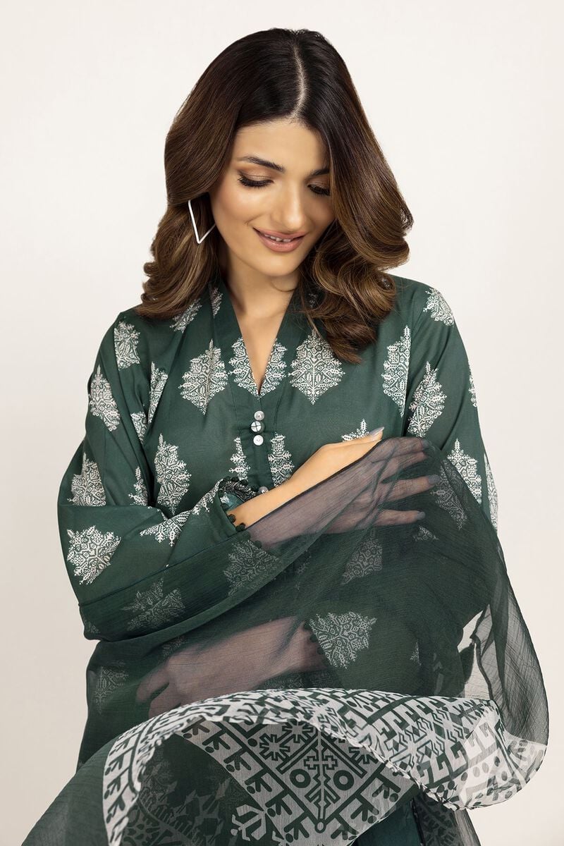 Khaadi | 3 Piece Unstitched Lawn Suit | ALA230925-GREEN