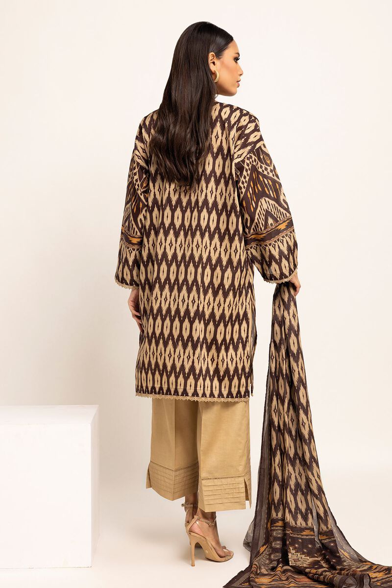 Khaadi | 3 Piece Unstitched Lawn Suit | ALA230928-Brown