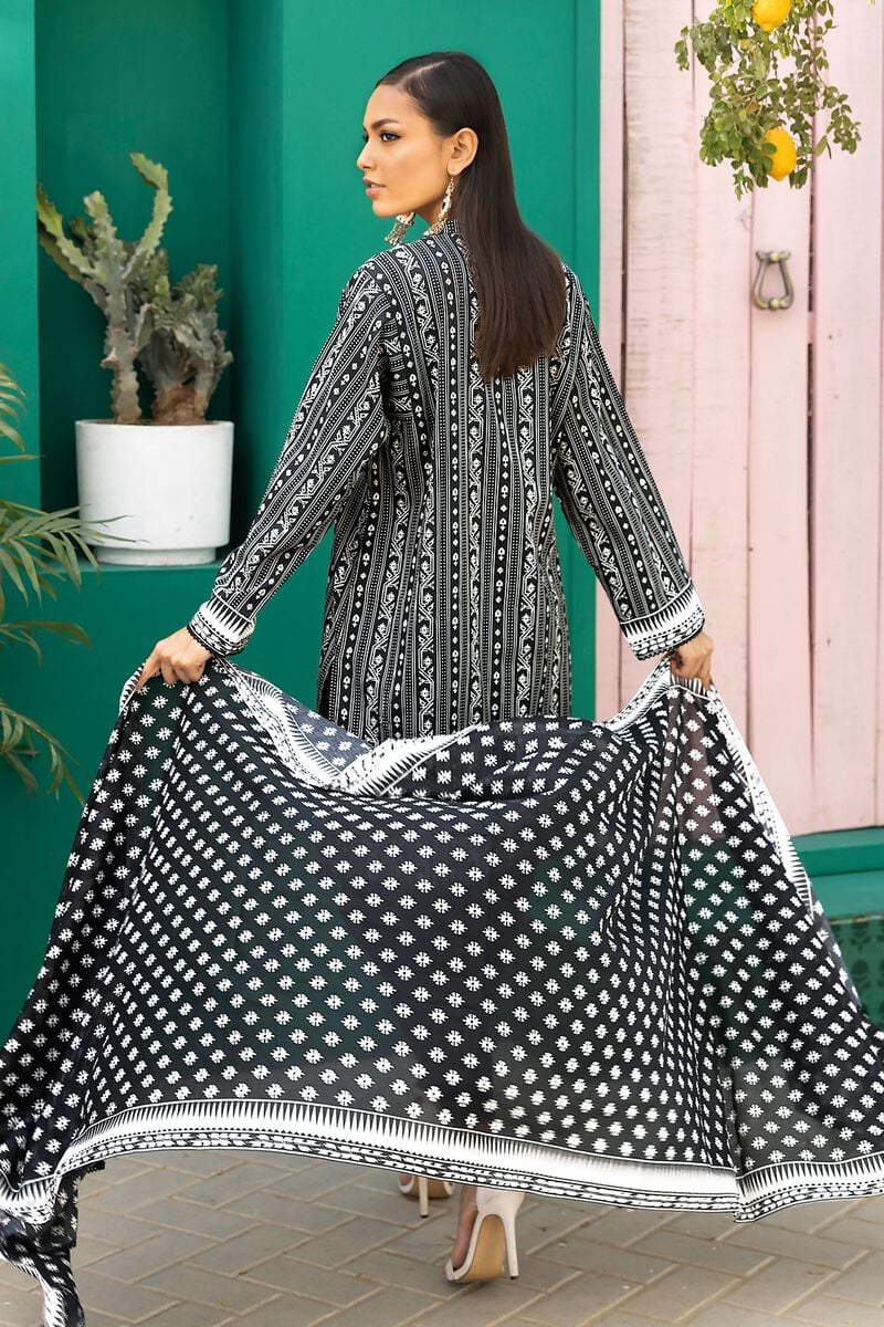 Khaadi | 3 Piece Unstitched Printed Cambric Suit | ALA231202-Black