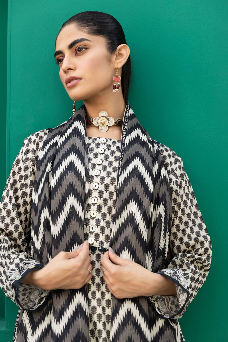 Khaadi | 3 Piece Unstitched Printed Lawn Suit | ALA231209 - Cream