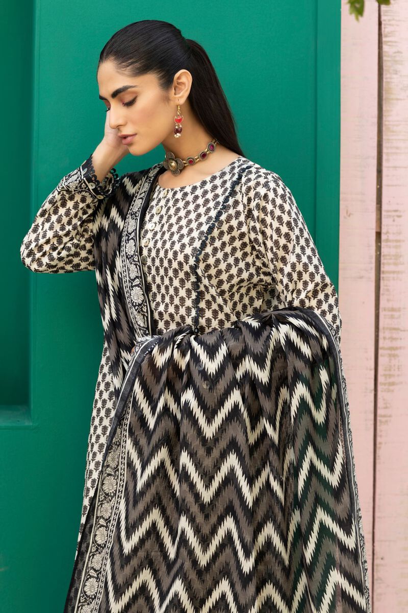 Khaadi | 3 Piece Unstitched Printed Lawn Suit | ALA231209 - Cream