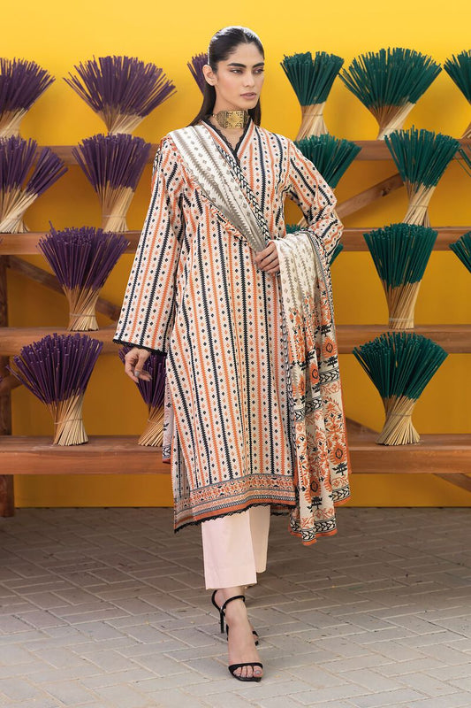 Khaadi | 3 Piece Unstitched Printed Cambric Suit | ALA231216-Beige