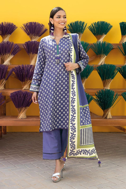 Khaadi | 3 Piece Unstitched Printed Cambric Suit | ALA231217-Purple
