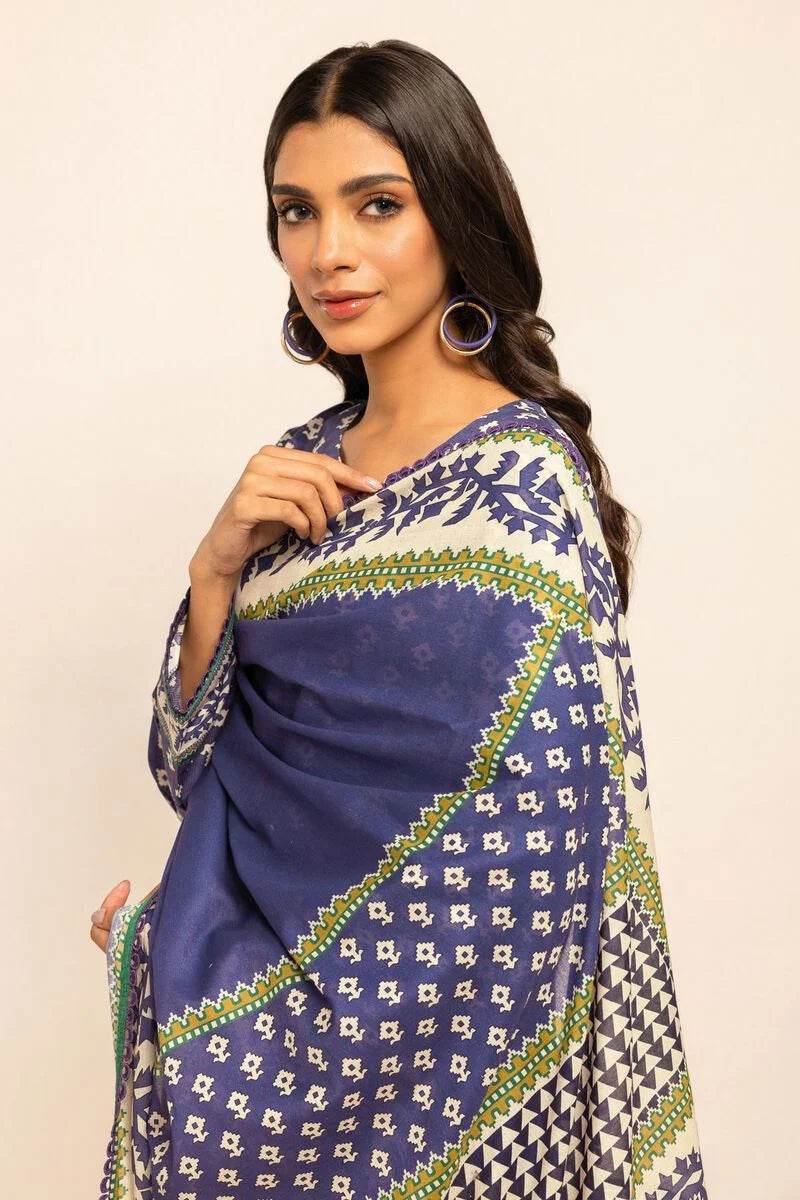 Khaadi | 3 Piece Unstitched Printed Cambric Suit | ALA231217-Purple