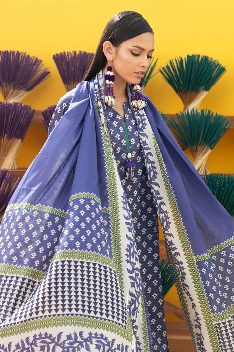 Khaadi | 3 Piece Unstitched Printed Cambric Suit | ALA231217-Purple