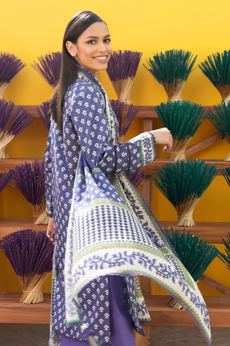 Khaadi | 3 Piece Unstitched Printed Cambric Suit | ALA231217-Purple