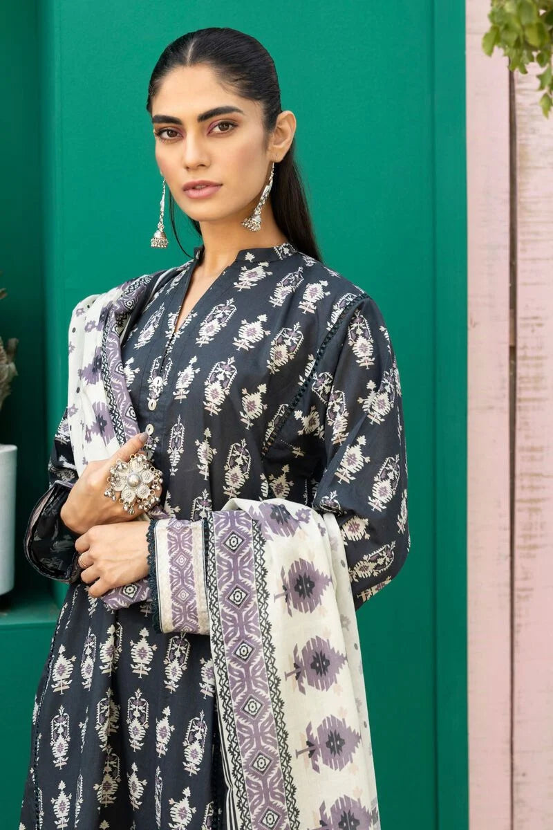 Khaadi | 3 Piece Unstitched Printed Lawn Suit | ALA231218-Grey