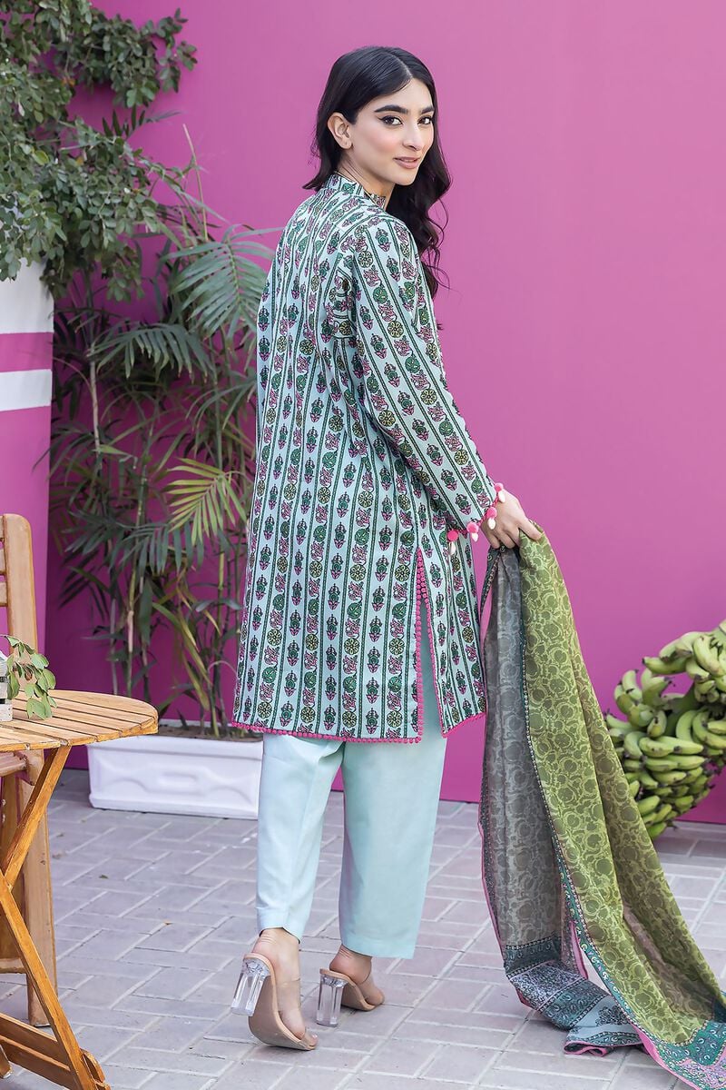 Khaadi | 3 Piece Unstitched Printed Lawn Suit | ALA231220-Turquoise