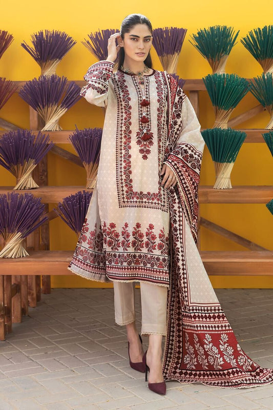 Khaadi | 3 Piece Unstitched Printed Lawn Suit | ALA231221-Beige