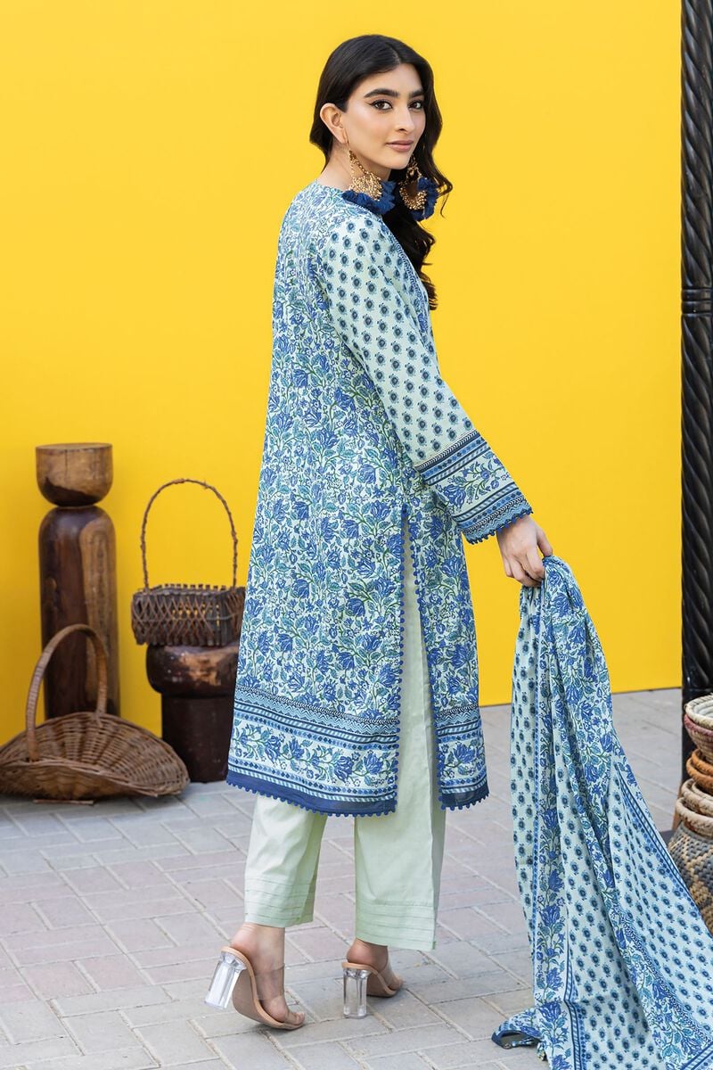 Khaadi | 3 Piece Unstitched Printed Lawn Suit | ALA231228-Blue