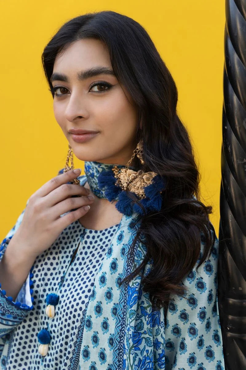 Khaadi | 3 Piece Unstitched Printed Lawn Suit | ALA231228-Blue