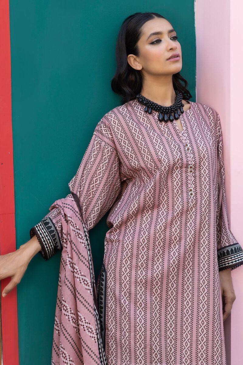 Khaadi | 3 Piece Unstitched Printed Lawn Suit | ALA231245-Pink